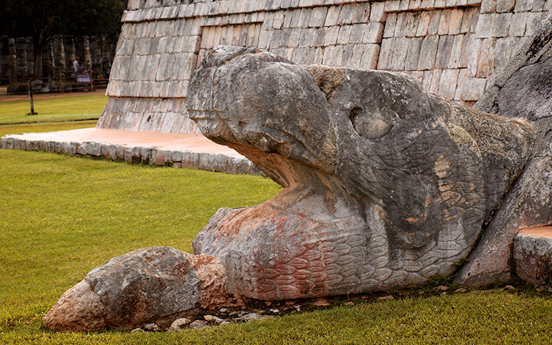 Kukulkan’s serpent head at Chichen Itza