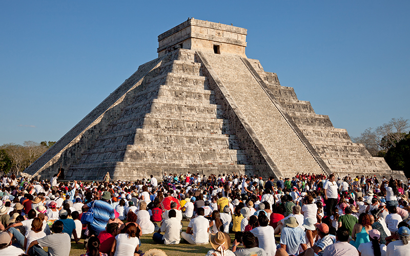 Kukulkan’s descent projected onto the Chichen Itza pyramid
